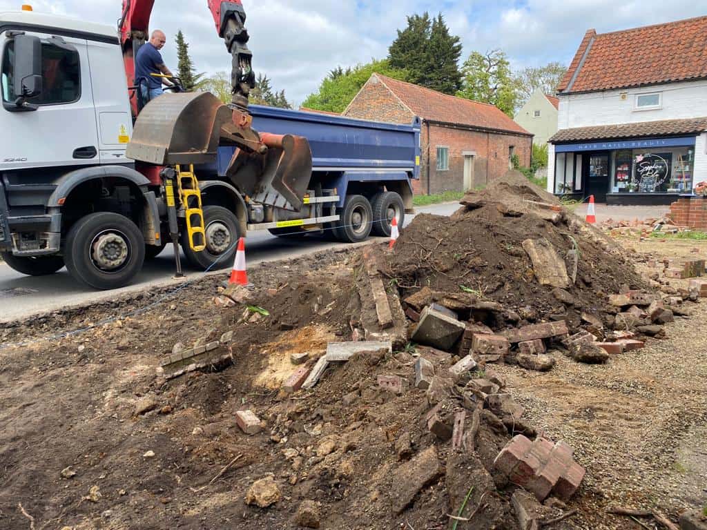 This is a photo of a dig out being carried out for the installation of a new tarmac driveway. Works being carried out by Milton Driveways