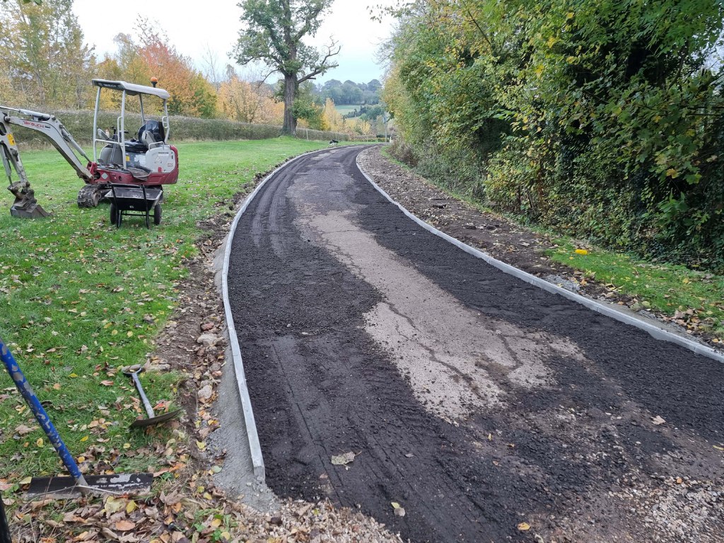 This is a large driveway which is in the process of having a tar and chip driveway installed on by Milton Driveways